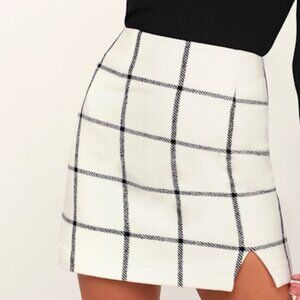 Lulus Spence White Plaid Mini Skirt - Size S